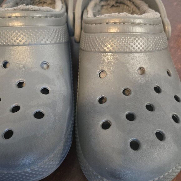 Croc Dual Comfort Gray Slip-On Clogs Fur Lined Men's-4 Women's-6 - Picture 11 of 15